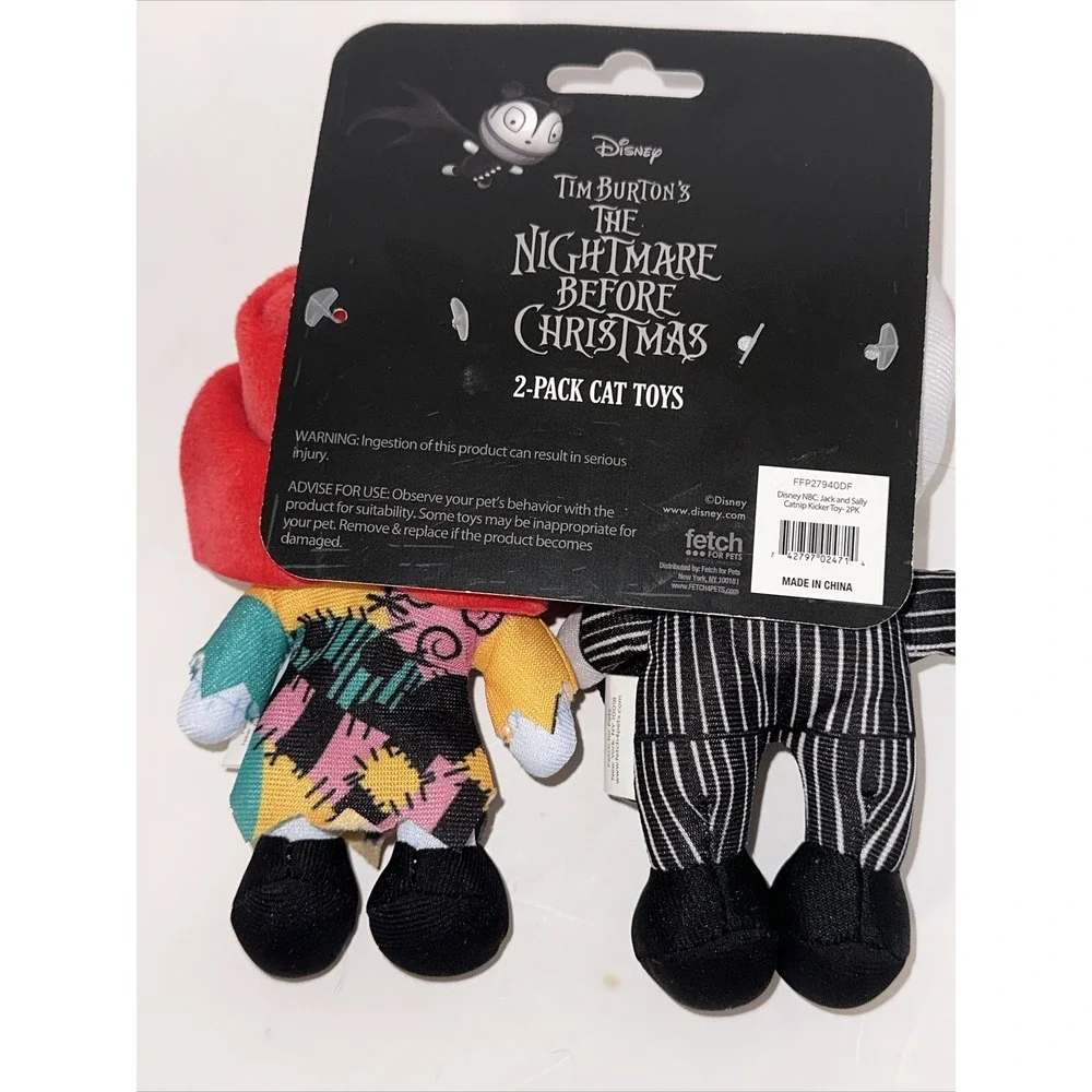Disney‎ Nightmare Before Christmas Jack & Sally Catnip Plush Cat Toys 2-Pack NEW